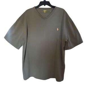 Polo by Ralph Lauren Men's Olive Green V-Neck Shirt Size XL Tall